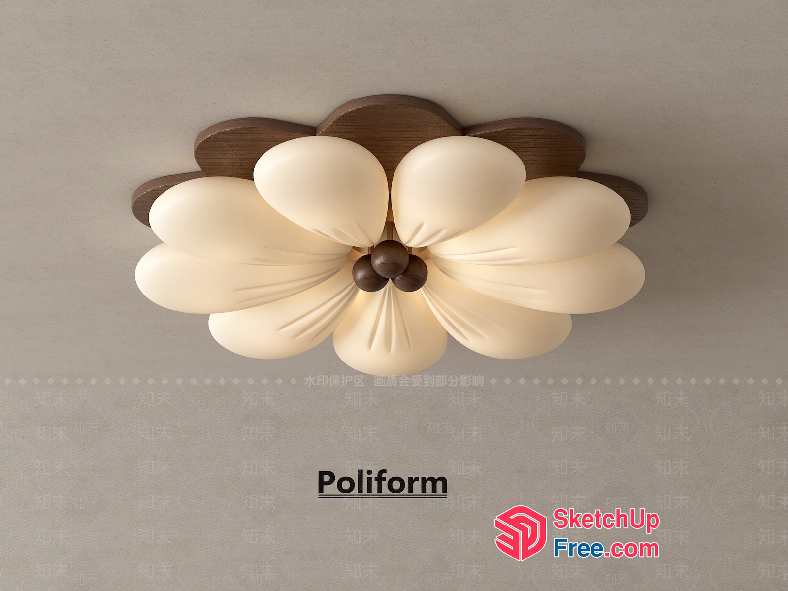 Flower-Shaped Ceiling Light Fixture 3D SketchUp File