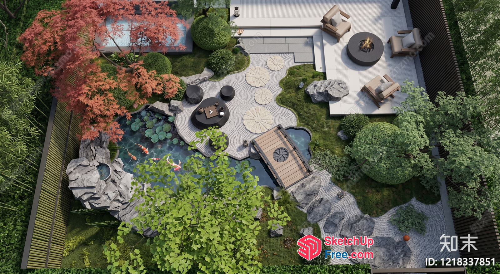 Serene Japanese-Inspired Garden Oasis 3D SketchUp File