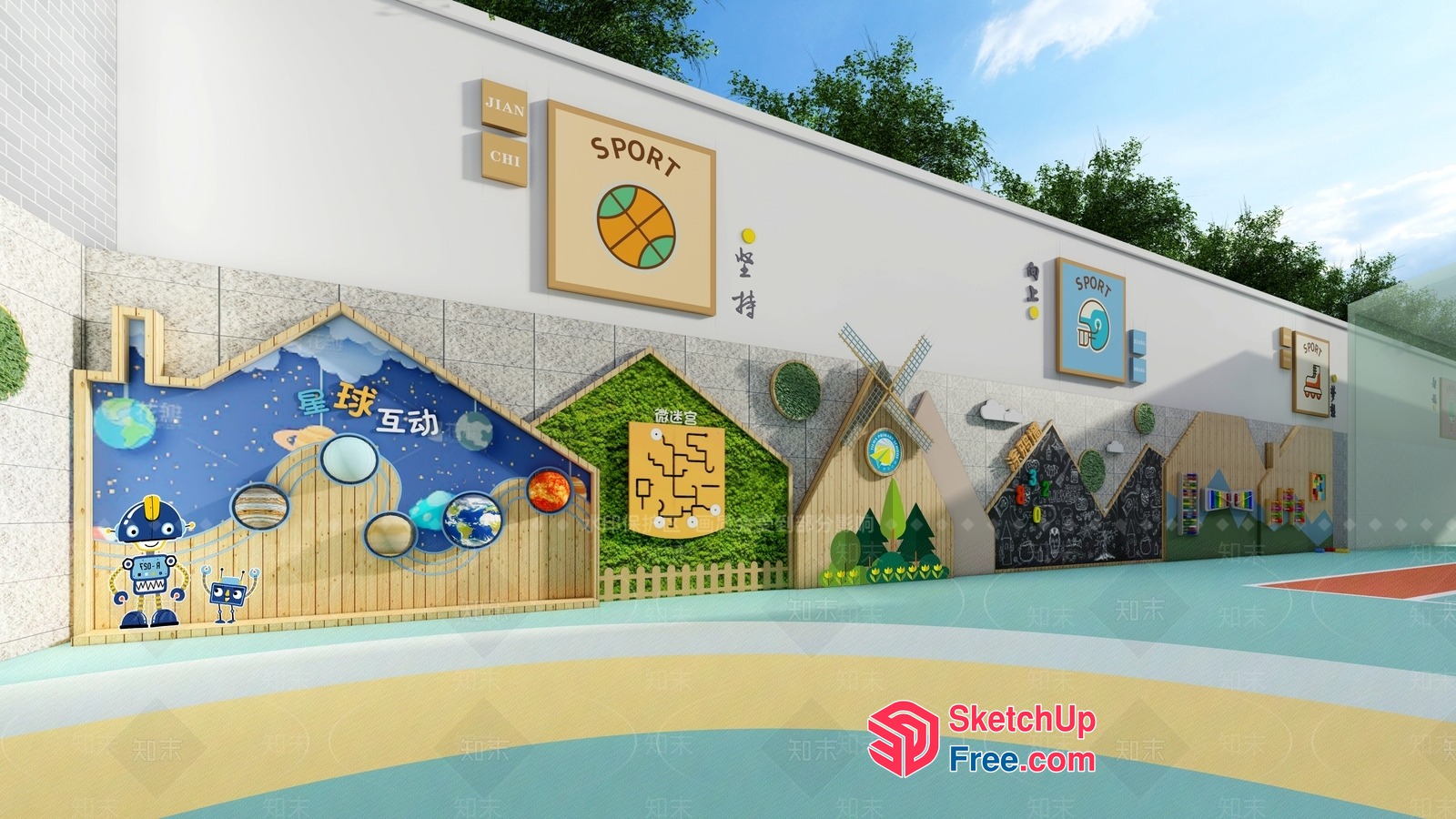 Colorful And Whimsical Outdoor Play Area For Children 3D SketchUp File