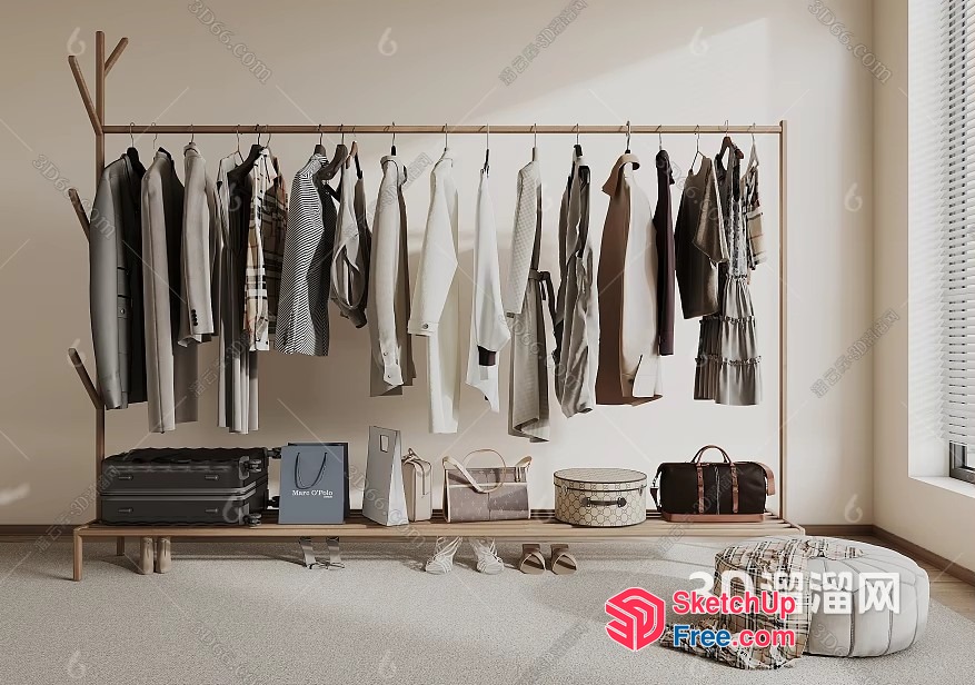 Minimalist Style Wardrobe Closet 3D SketchUp File