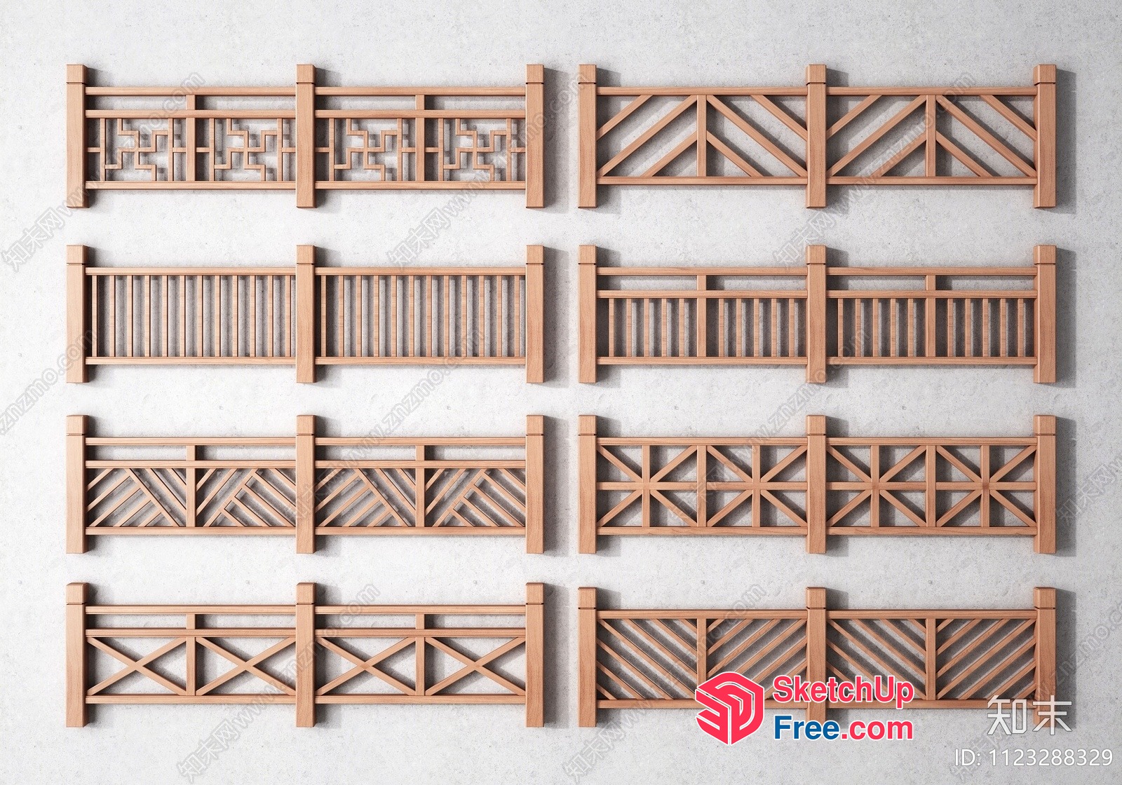 Decorative Wooden Railing Designs 3D SketchUp File
