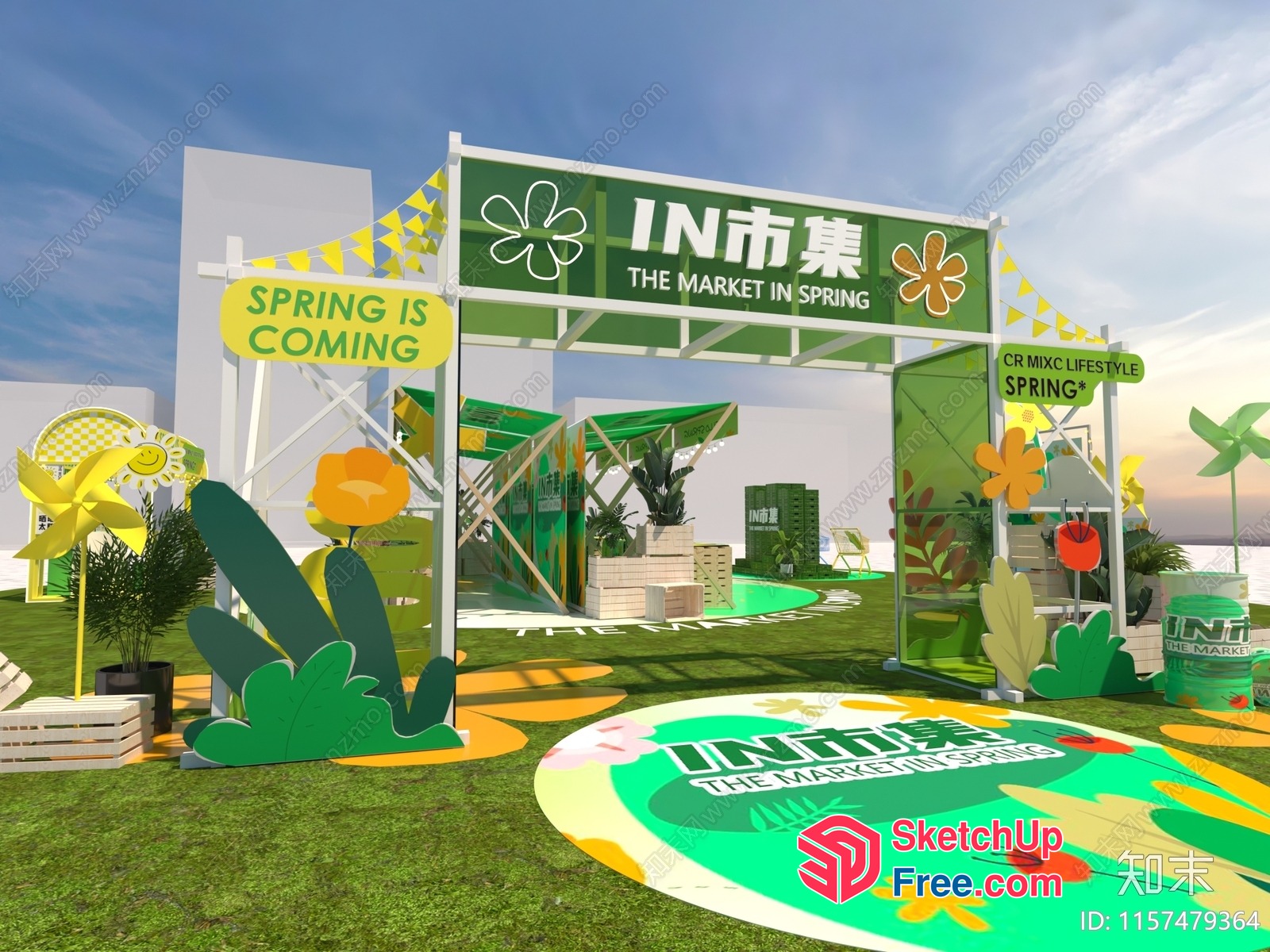 Spring-Themed Market Entrance 3D SketchUp File