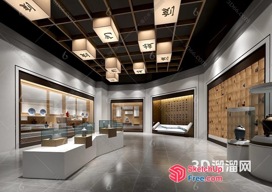 Luxury Modern Chinese Interior Design Showroom 3D SketchUp File
