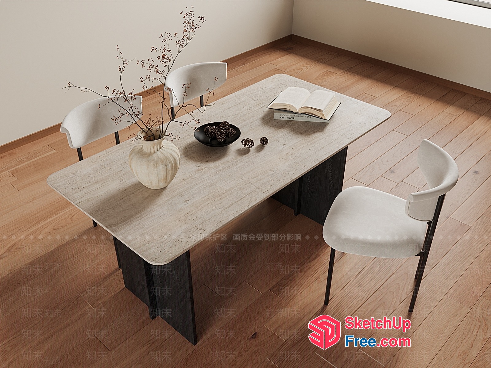 Minimalist Dining Area With Natural Light 3D SketchUp File