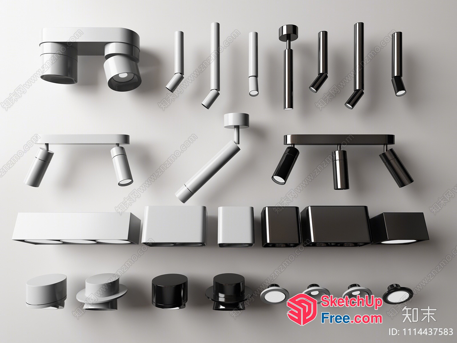 Various Ceiling Lights And Track Lighting Fixtures 3D SketchUp File