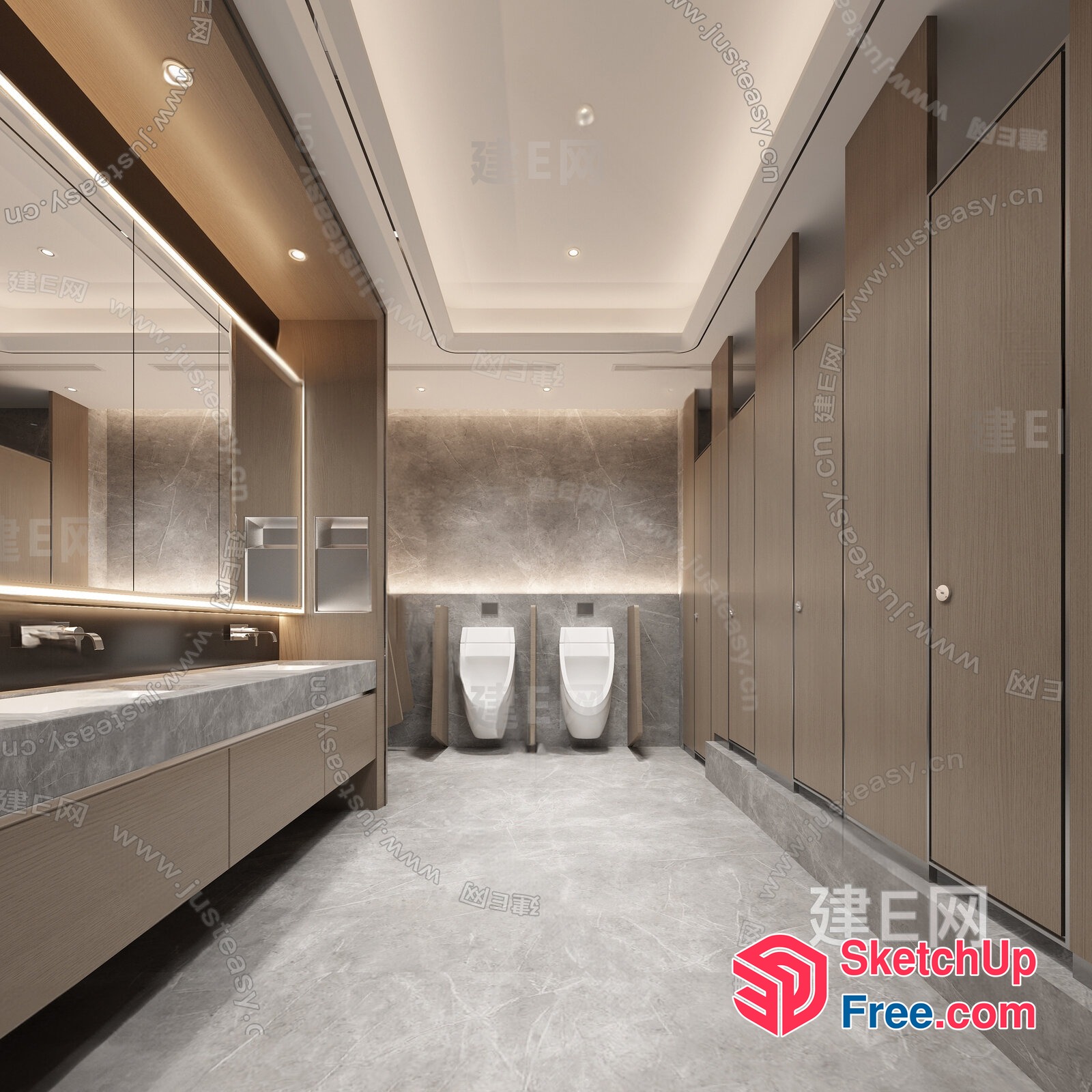 Modern Bathroom Interior With Sleek Fixtures And Neutral Tones 3D SketchUp File