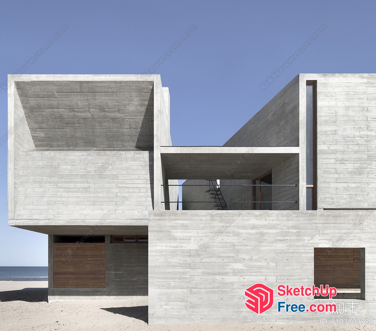 Modern Concrete Beach House With Minimalist Design 3D SketchUp File