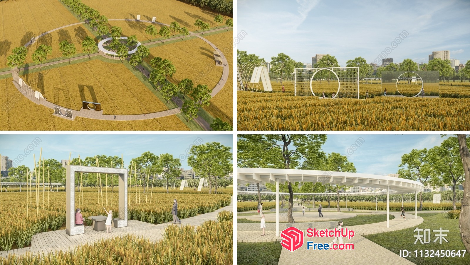 A Serene Wheat Field Landscape 3D SketchUp File