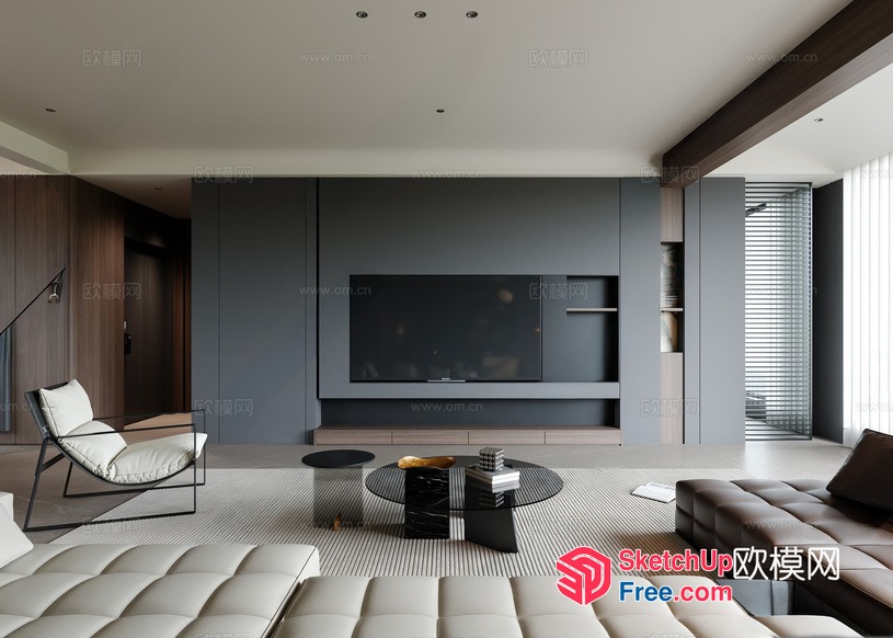 Modern Living Room With Sleek Furniture And Minimalist Decor 3D SketchUp File