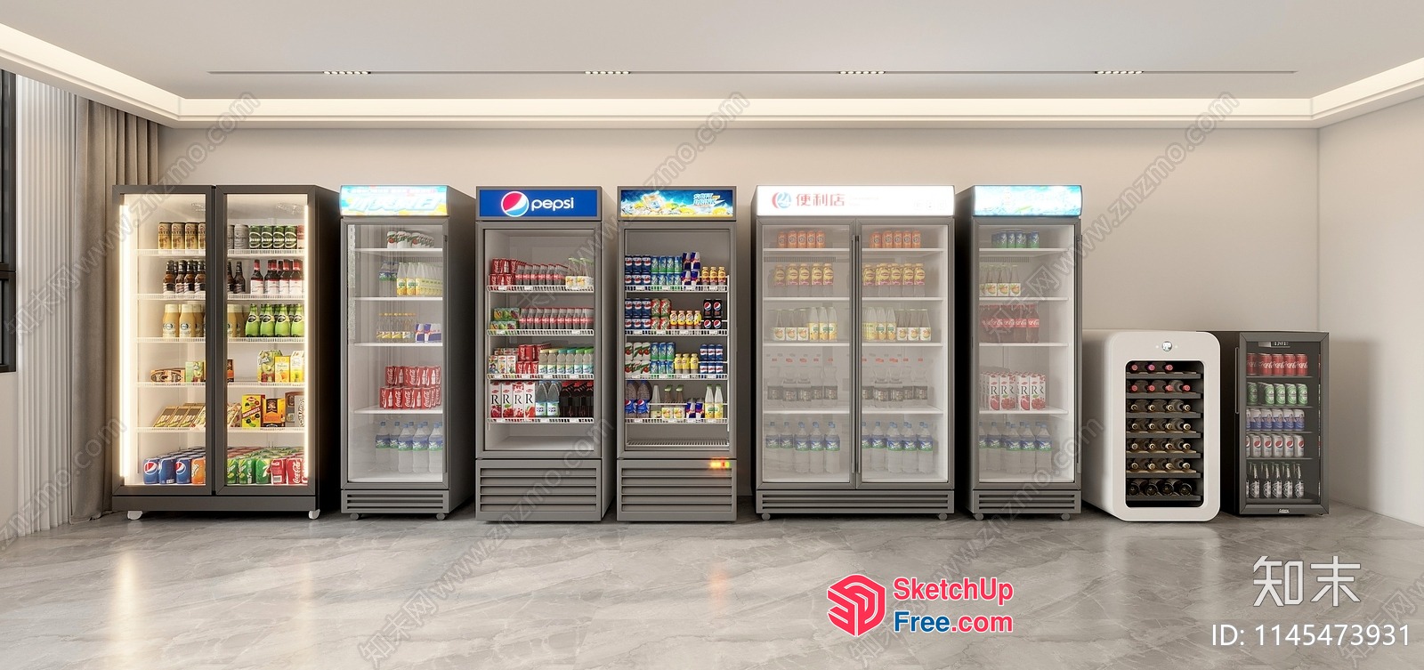 Modern Commercial Store Interior With Beverage And Snack Display 3D SketchUp File
