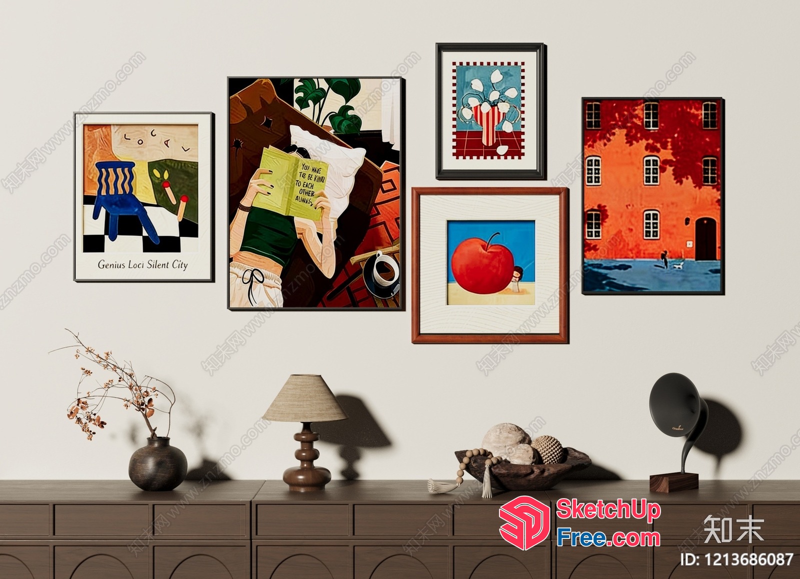 Vibrant Artwork Collection On Modern Home Interior 3D SketchUp File