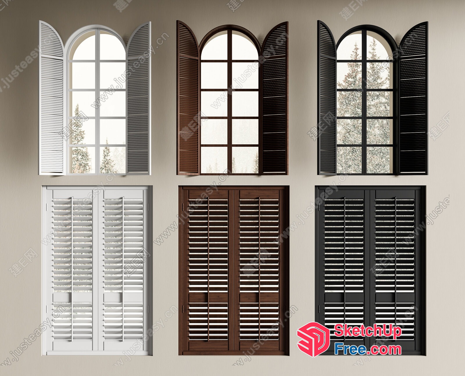 Window Shutters In Various Styles 3D SketchUp File