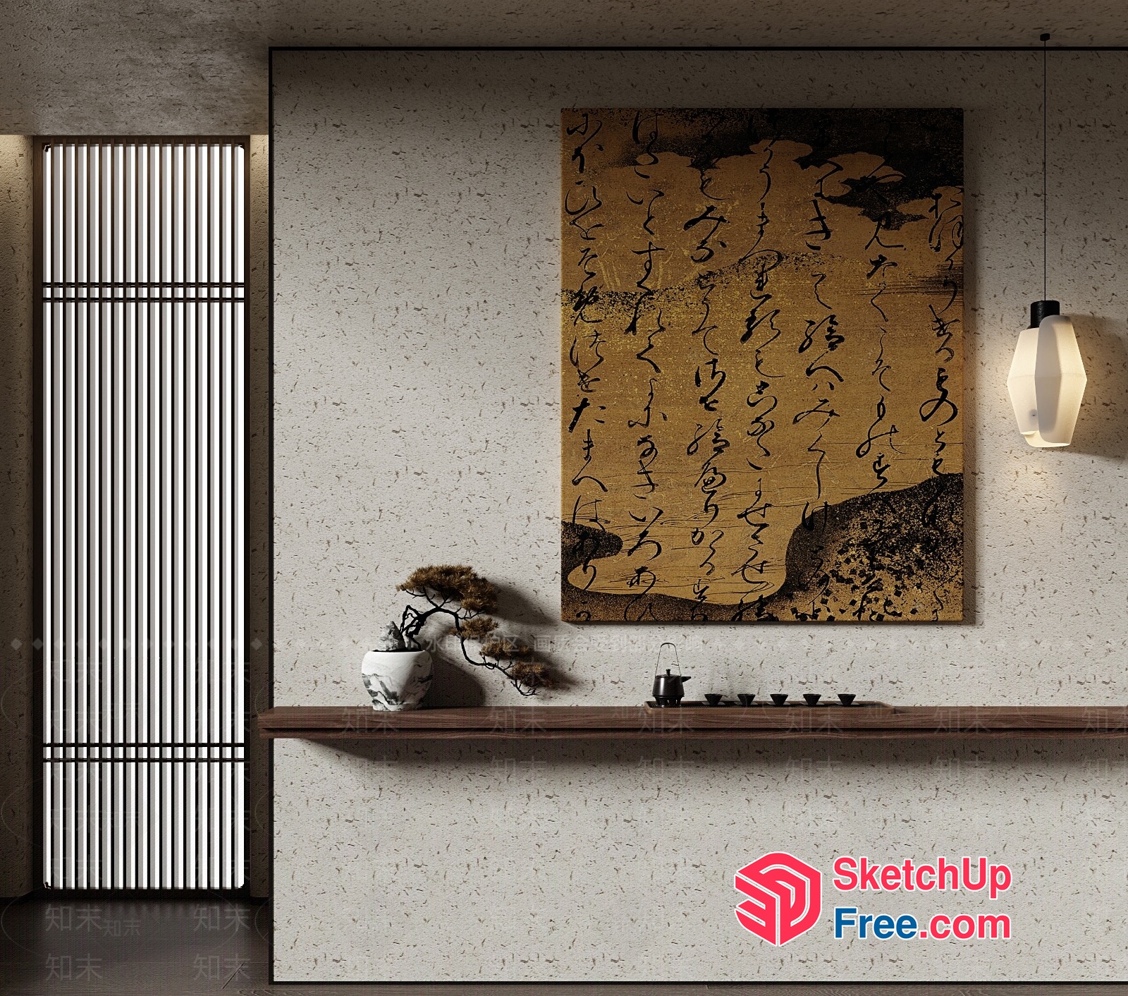Elegant Japanese-Inspired Interior Design 3D SketchUp File