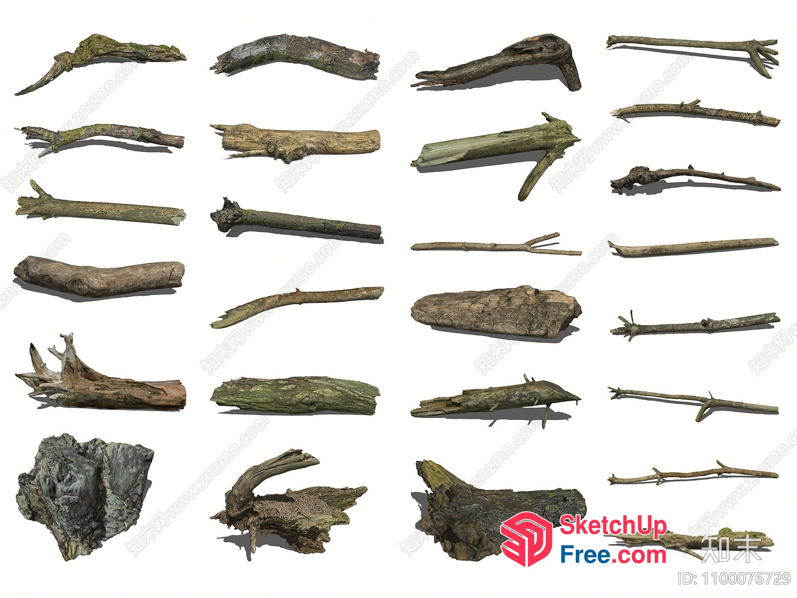 Collection Of Natural Tree Branches 3D SketchUp File