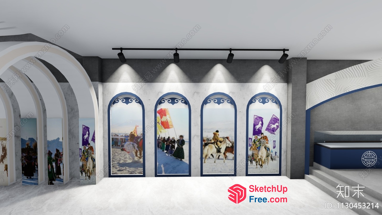 Decorative Archways And Pillars In A Museum Or Gallery Setting 3D SketchUp File