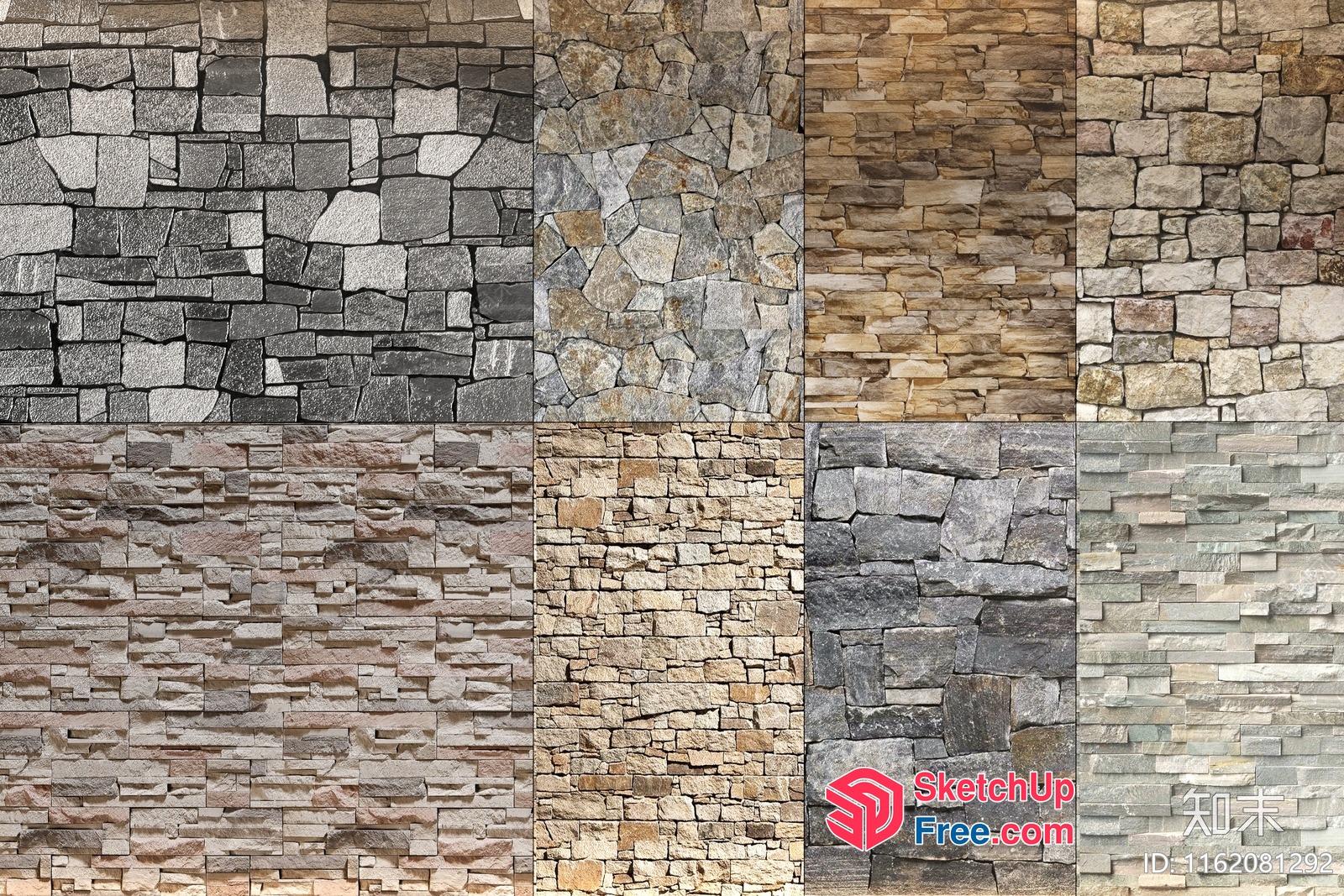 Natural Stone Wall Panel Collection 3D SketchUp File