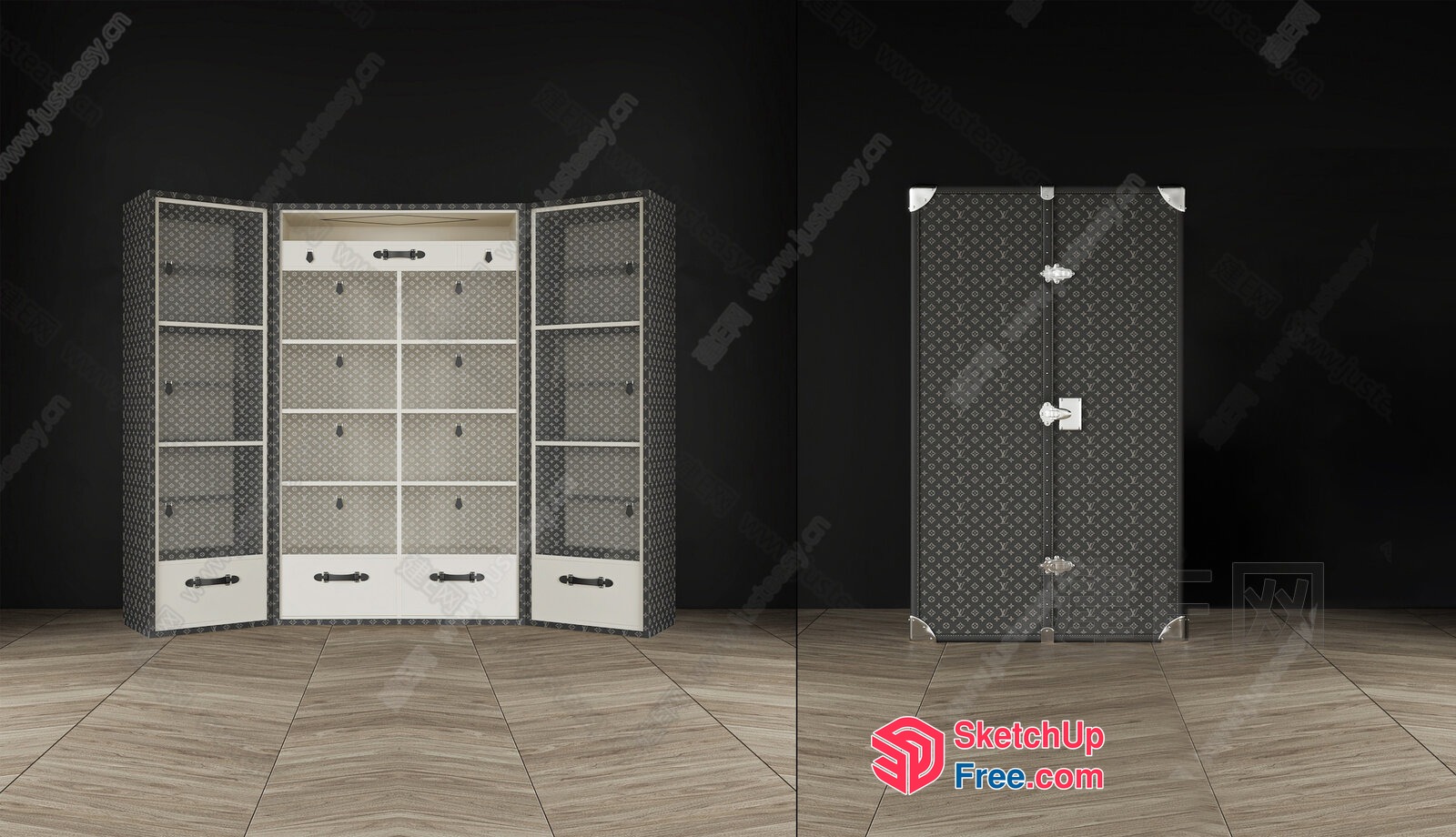 Modern Wardrobe Design With Storage Units 3D SketchUp File