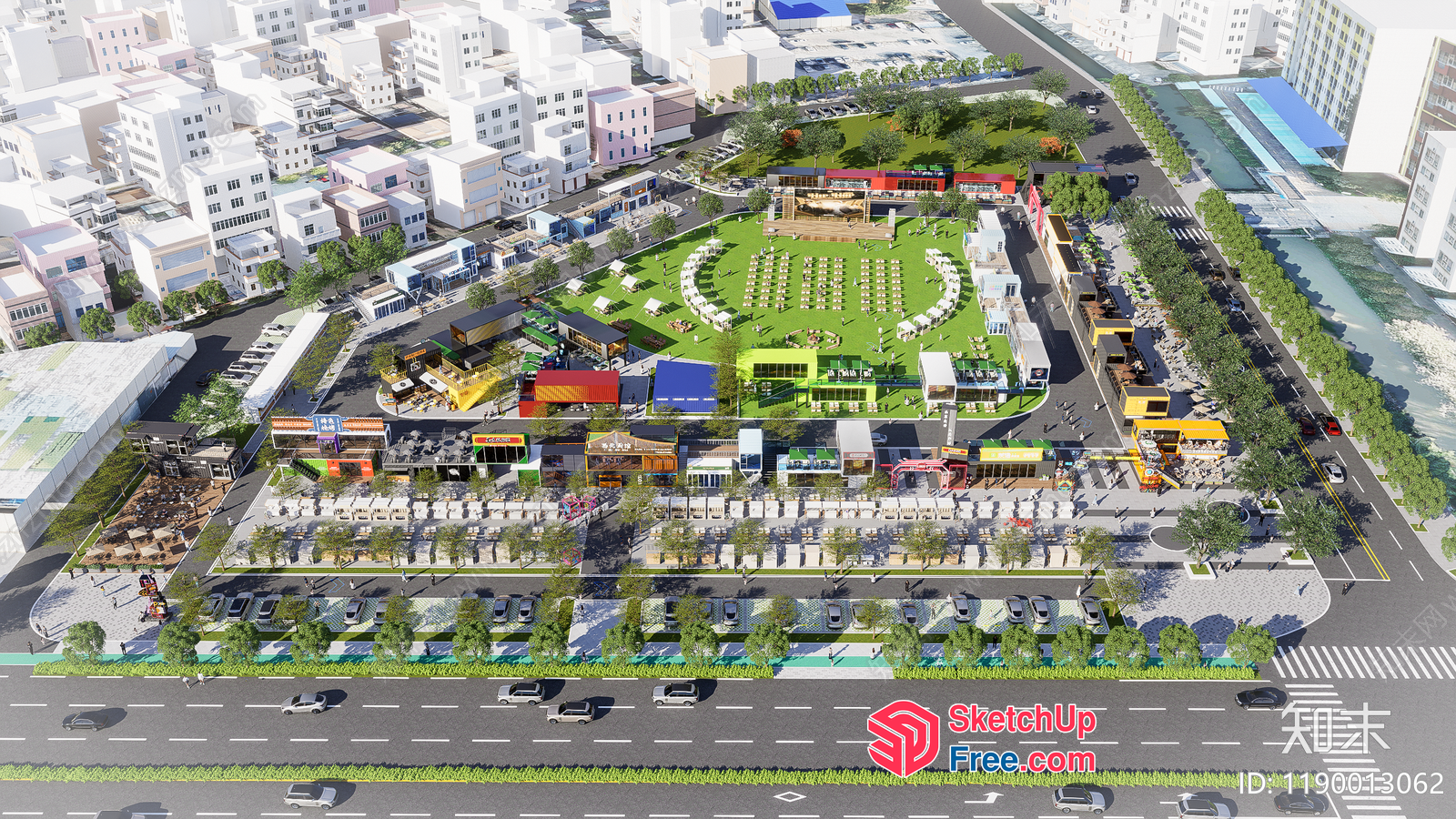 Colorful Street Market 3D SketchUp File