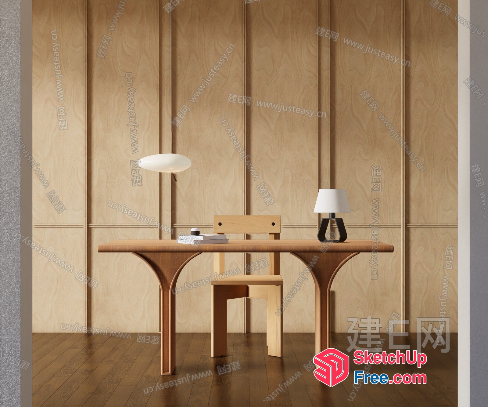 Simple Elegant Modern Home Office Interior 3D SketchUp File