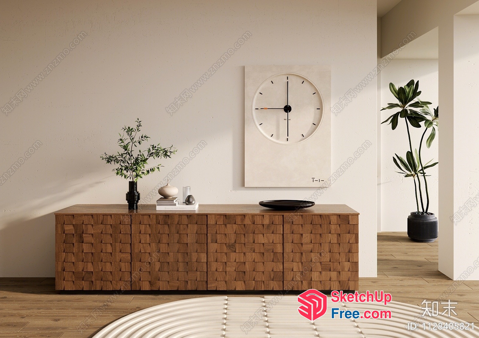 Modern Japanese-Inspired Minimalist Living Room 3D SketchUp File