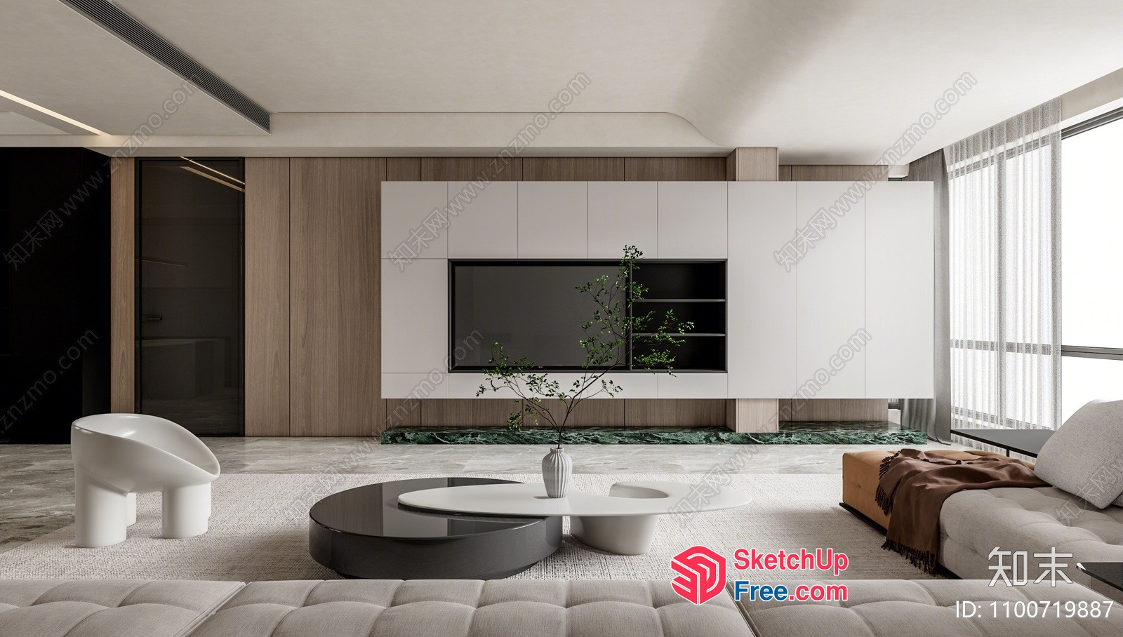 Modern Minimalist Living Room Design 3D SketchUp File