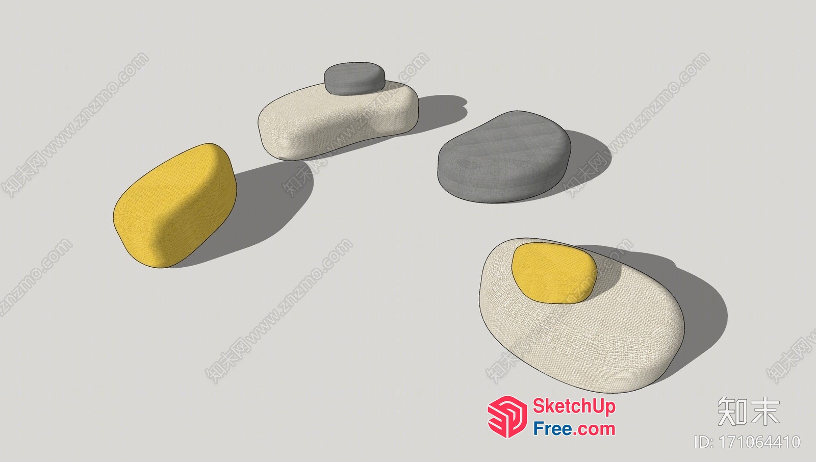 Egg-Shaped Pillows In Various Styles 3D SketchUp File