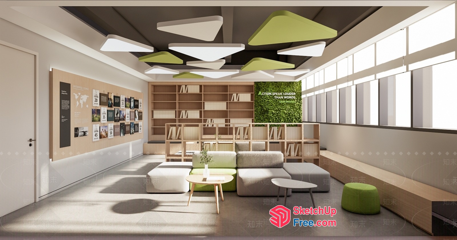 Modern Minimalist Living Room With Natural Elements 3D SketchUp File