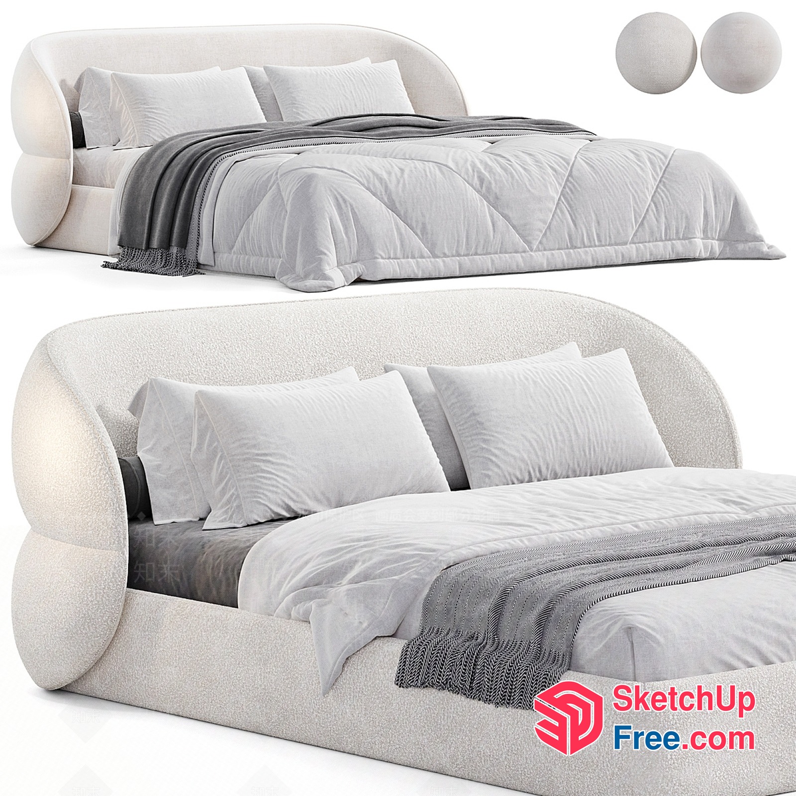 Modern Minimalist White Bed Design 3D SketchUp File
