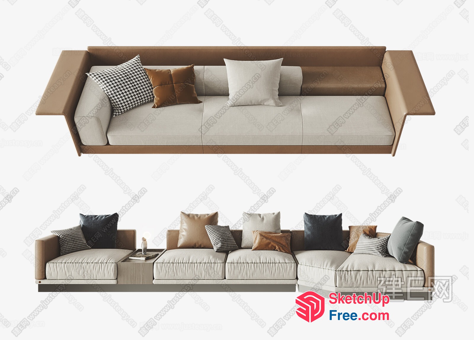 Modern Minimalist European Style Living Room Sofa Set 3D SketchUp File