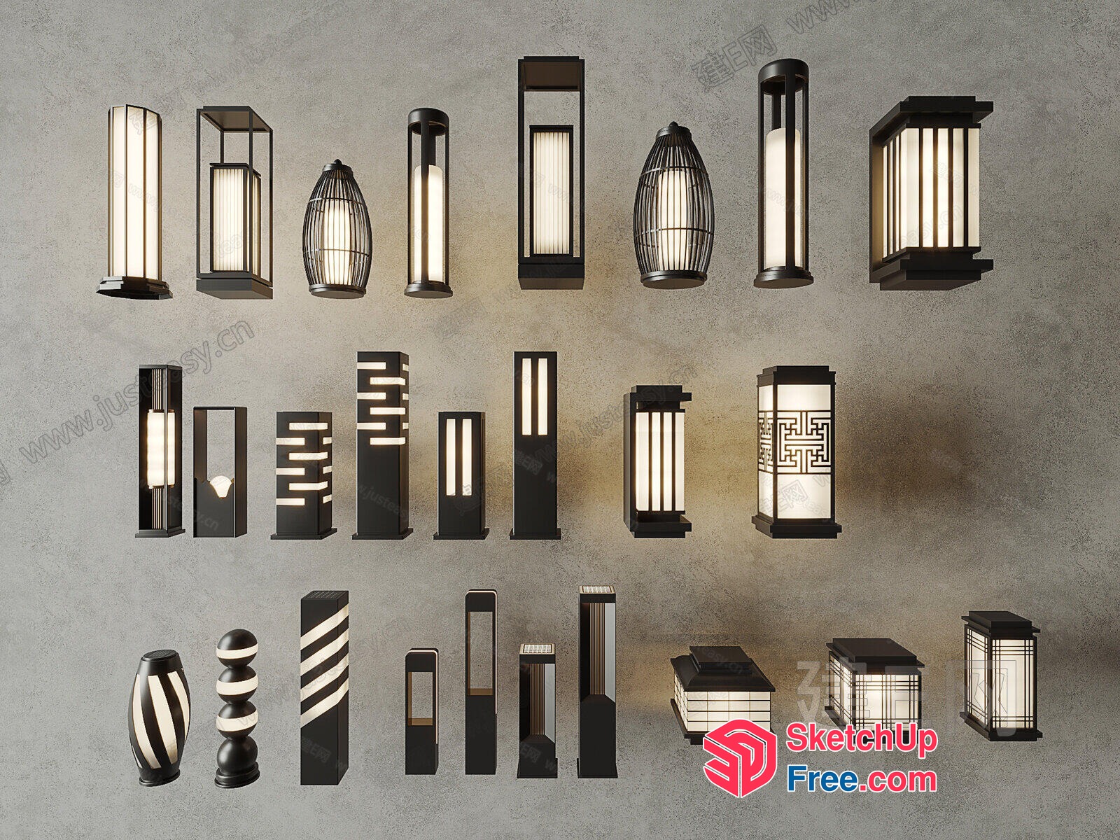 Modern Japanese-Style Lighting Fixtures Collection 3D SketchUp File