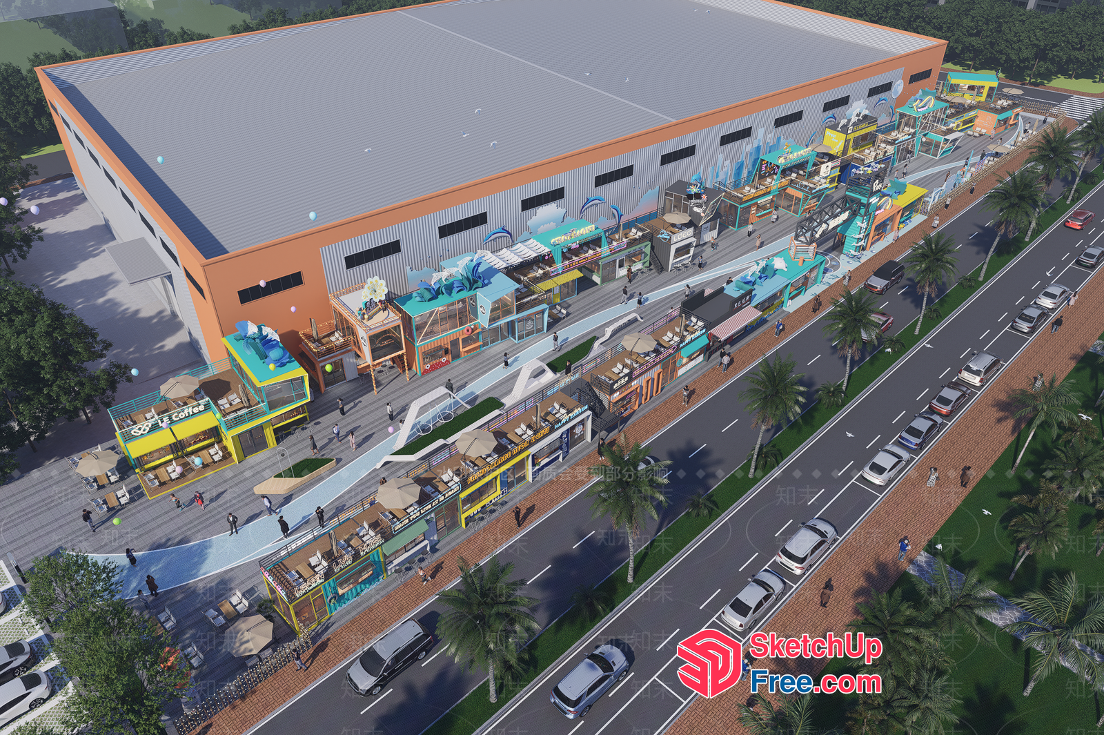 Colorful Street Food Truck Market 3D SketchUp File