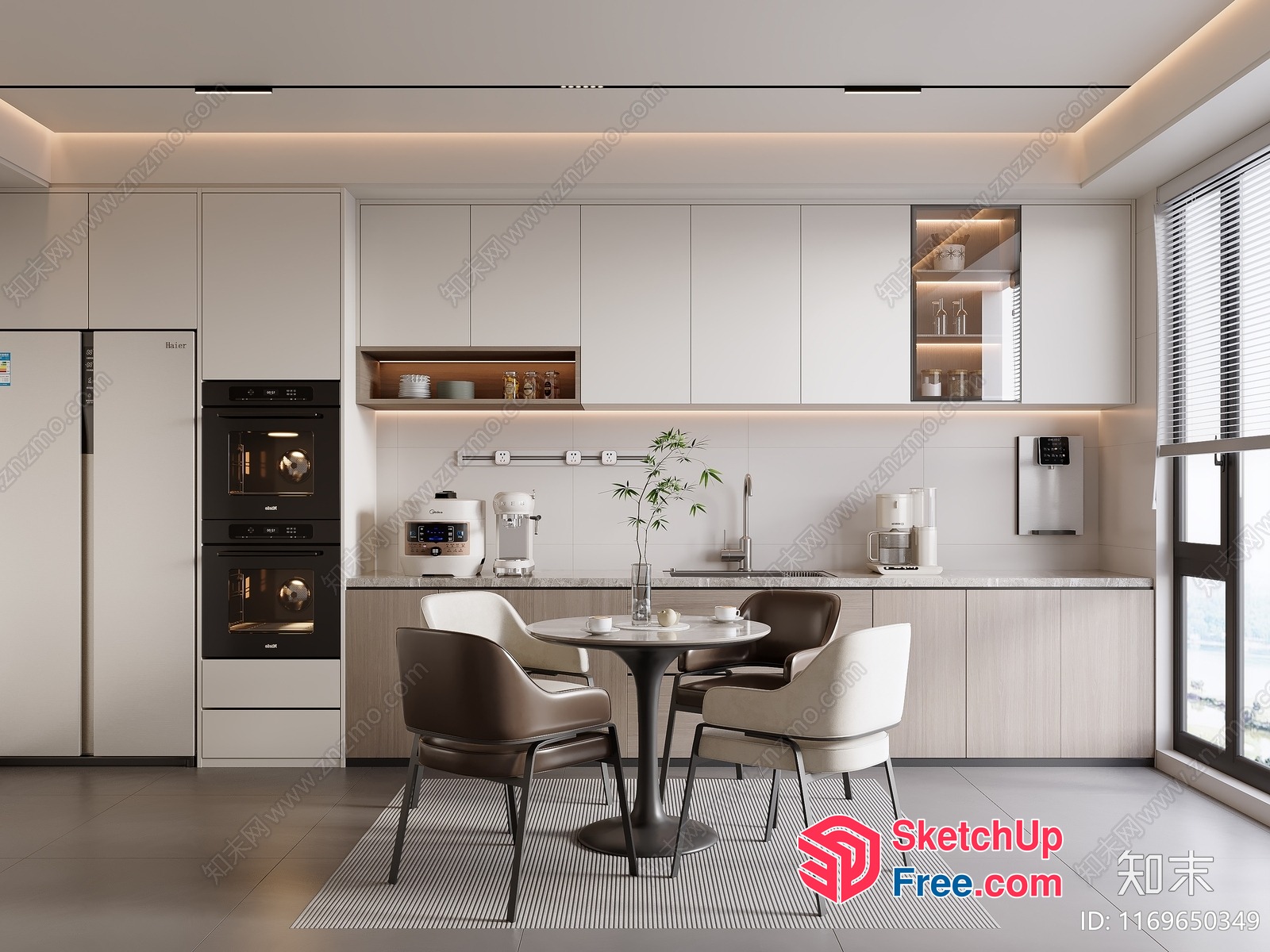 Minimalist Modern Kitchen With Sleek Furniture And Appliances 3D SketchUp File