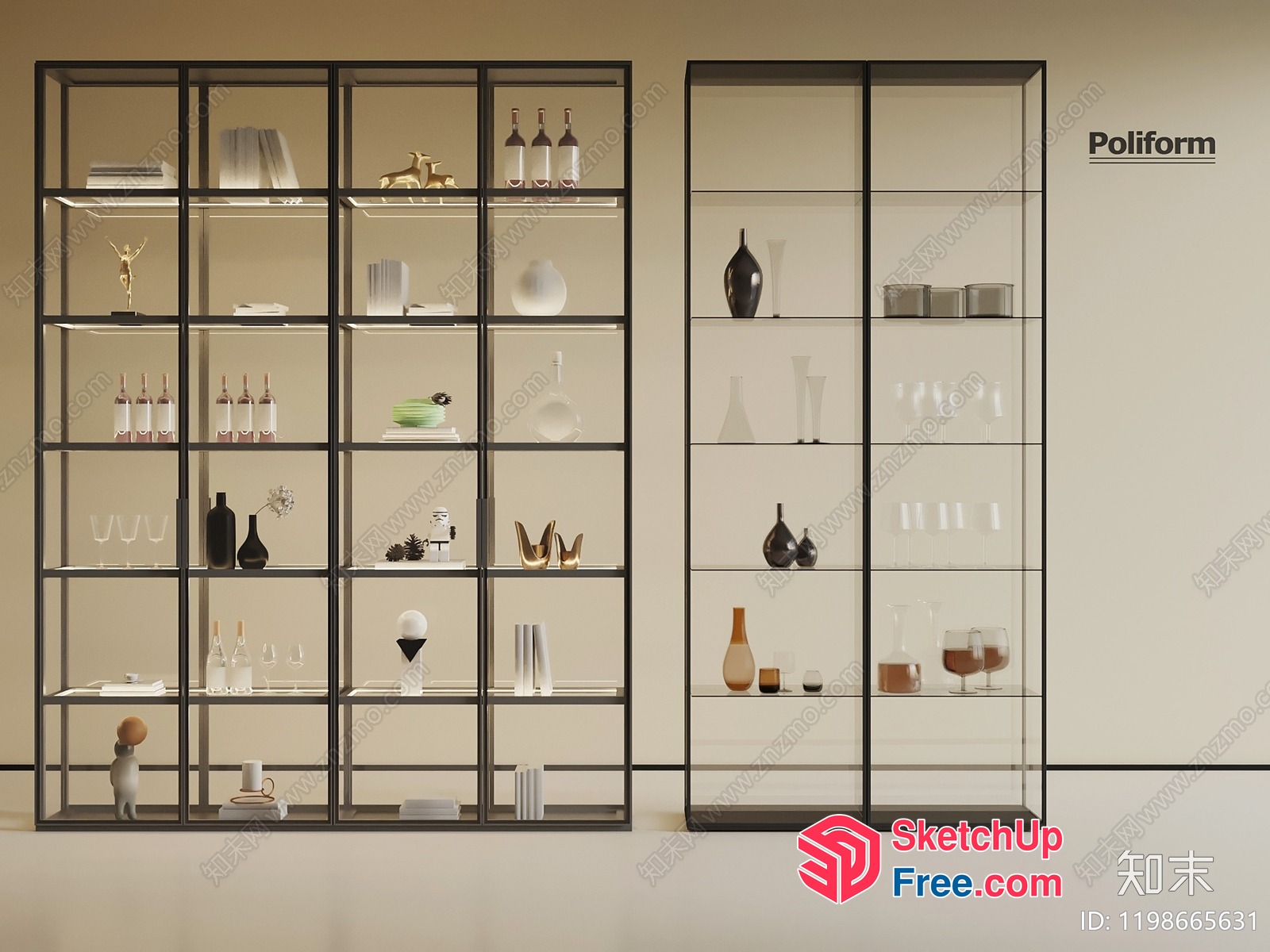 Modern Minimalist Glass Display Cabinet 3D SketchUp File
