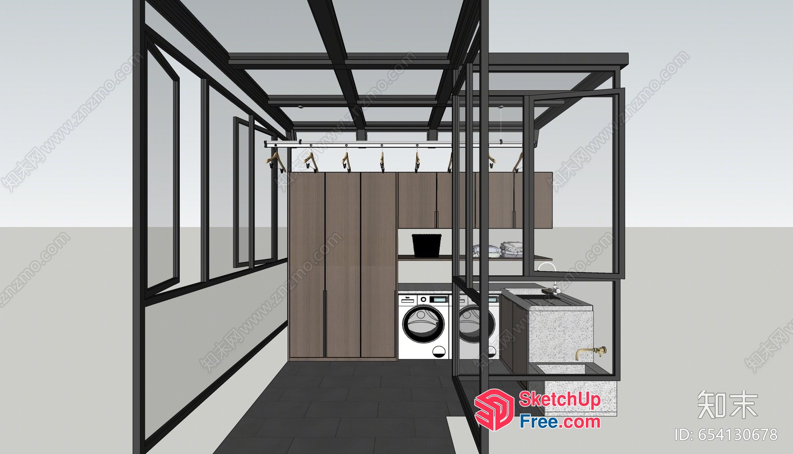 Laundry Room With Washing Machines And Storage 3D SketchUp File