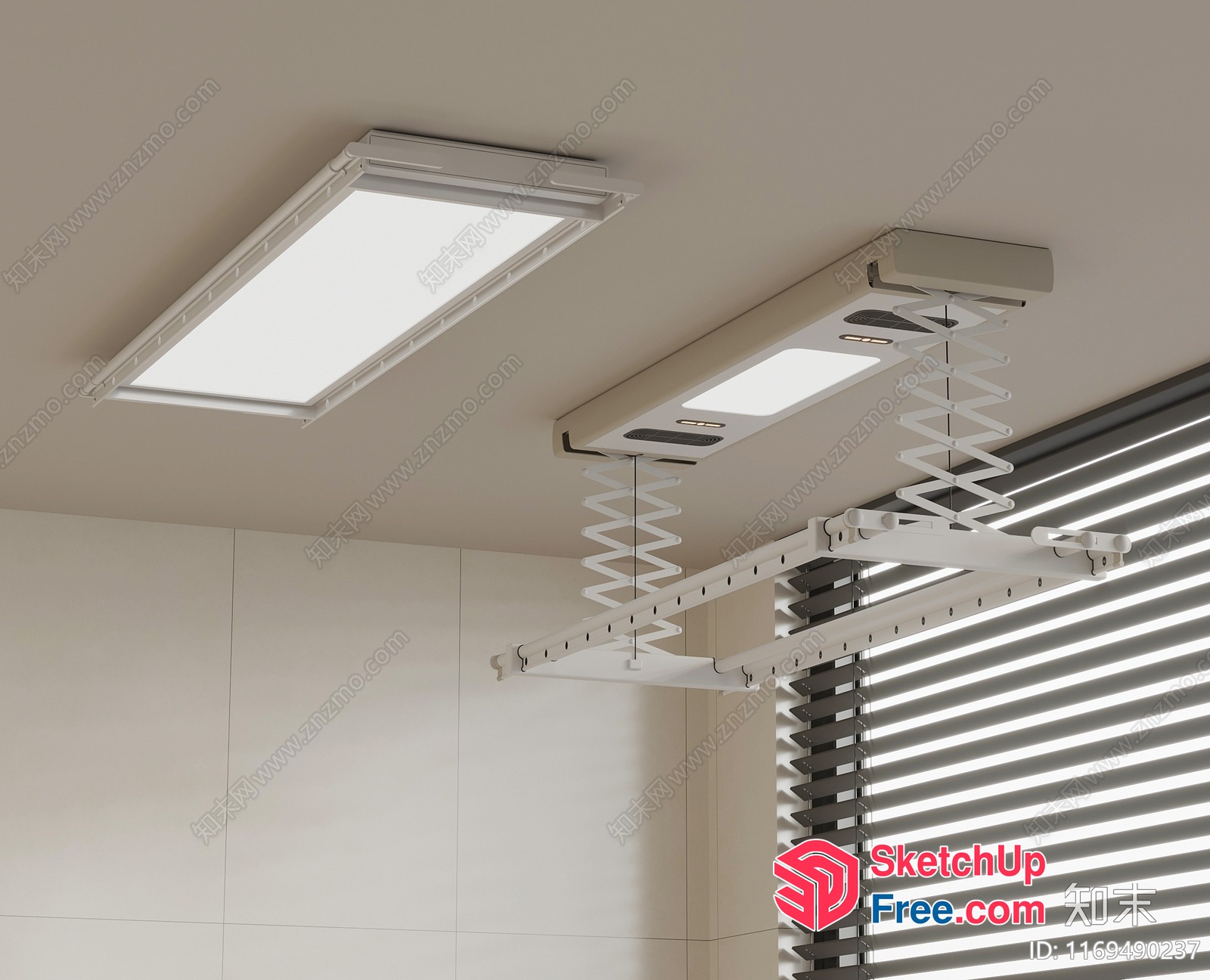 Modern Minimalist White Ceiling Lighting And Window Blinds 3D SketchUp File
