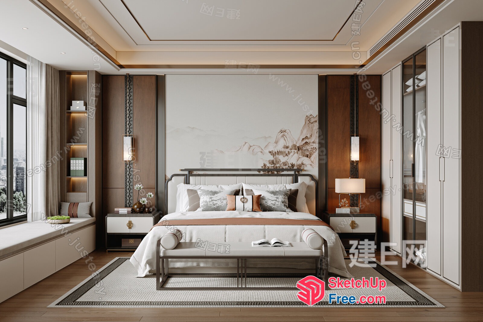 Elegant And Sophisticated Modern Bedroom Design 3D SketchUp File