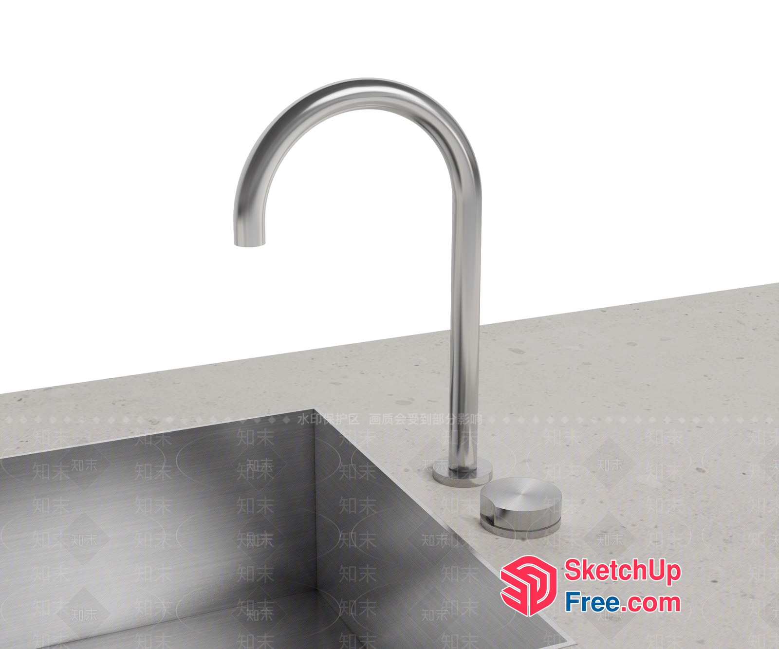Modern Stainless Steel Sink And Faucet 3D SketchUp File