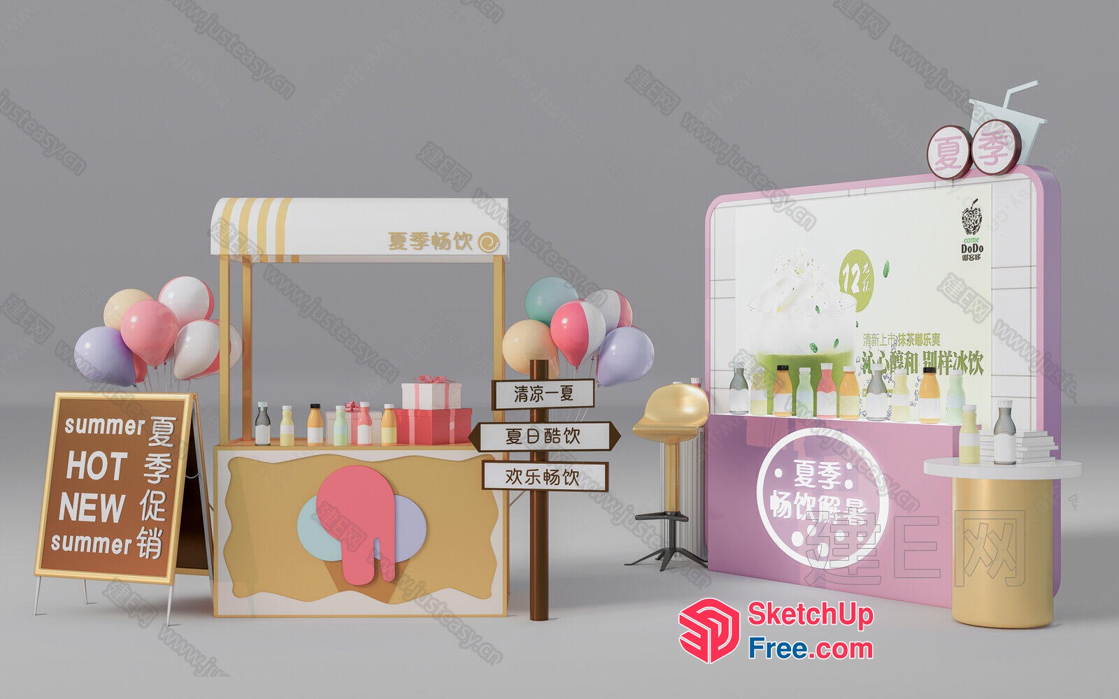 Summer Ice Cream Shop 3D SketchUp File