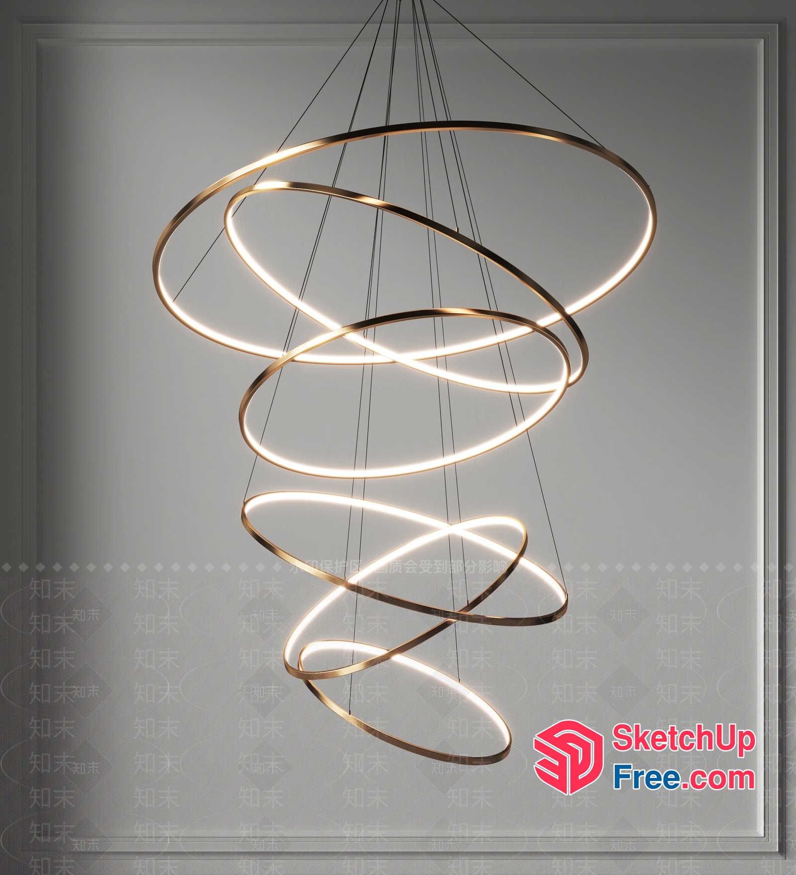 Elegant Spiral Led Light Fixture 3D SketchUp File