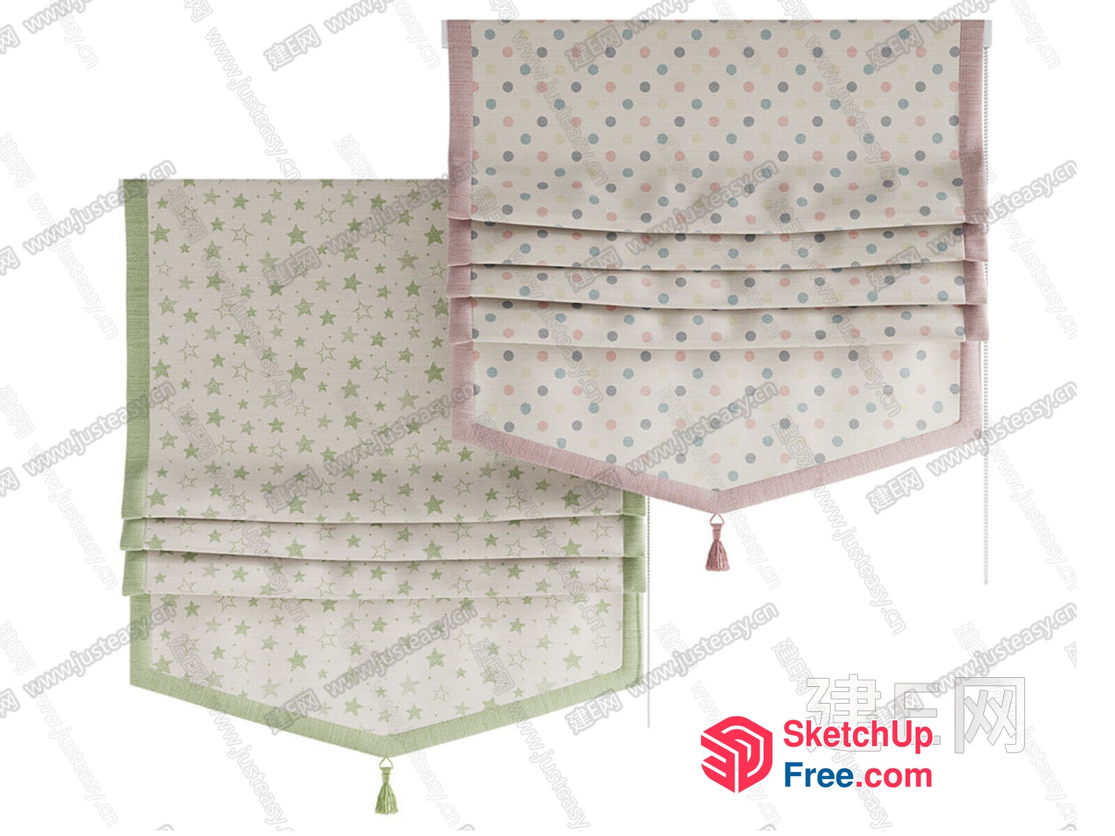 Polka Dots And Stars Window Treatments 3D SketchUp File