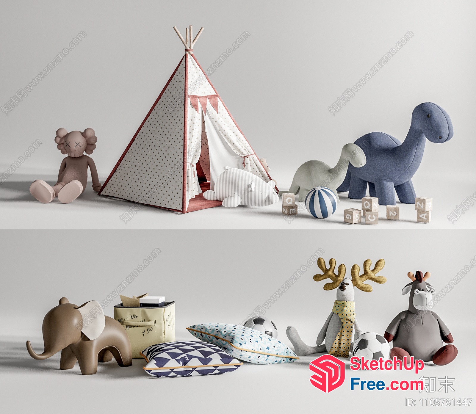 Cozy Children'S Playroom With Plush Toys And Tent 3D SketchUp File