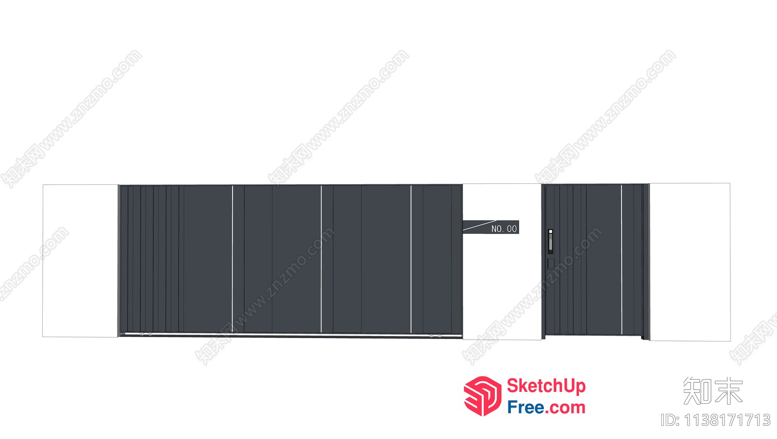 Gray Door And Elevator With White Textured Background 3D SketchUp File