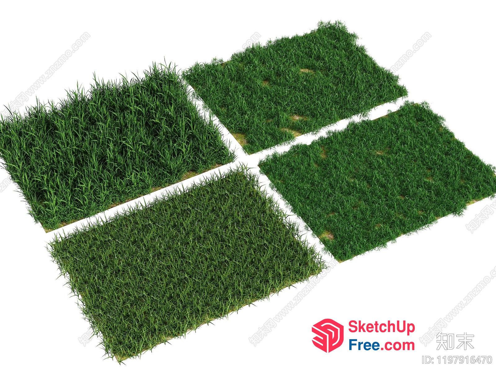Four Grass Areas 3D SketchUp File