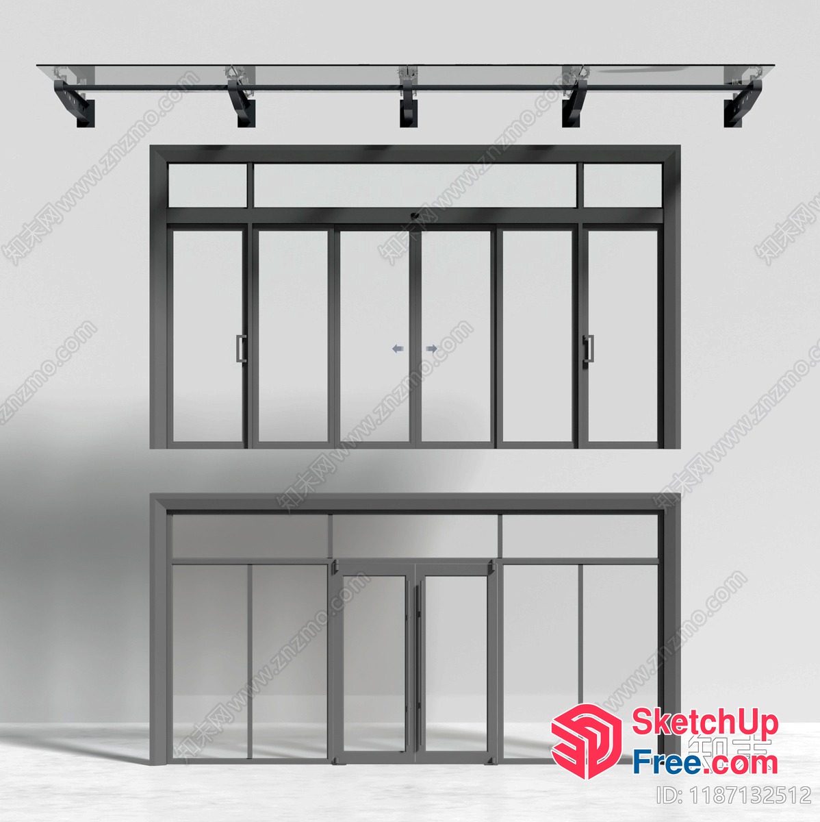Modern Glass Curtain Wall Office Building 3D SketchUp File