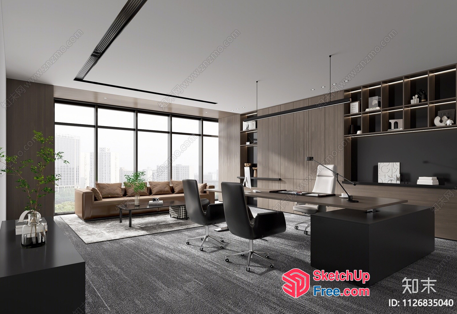 Modern Office Space With City View 3D SketchUp File