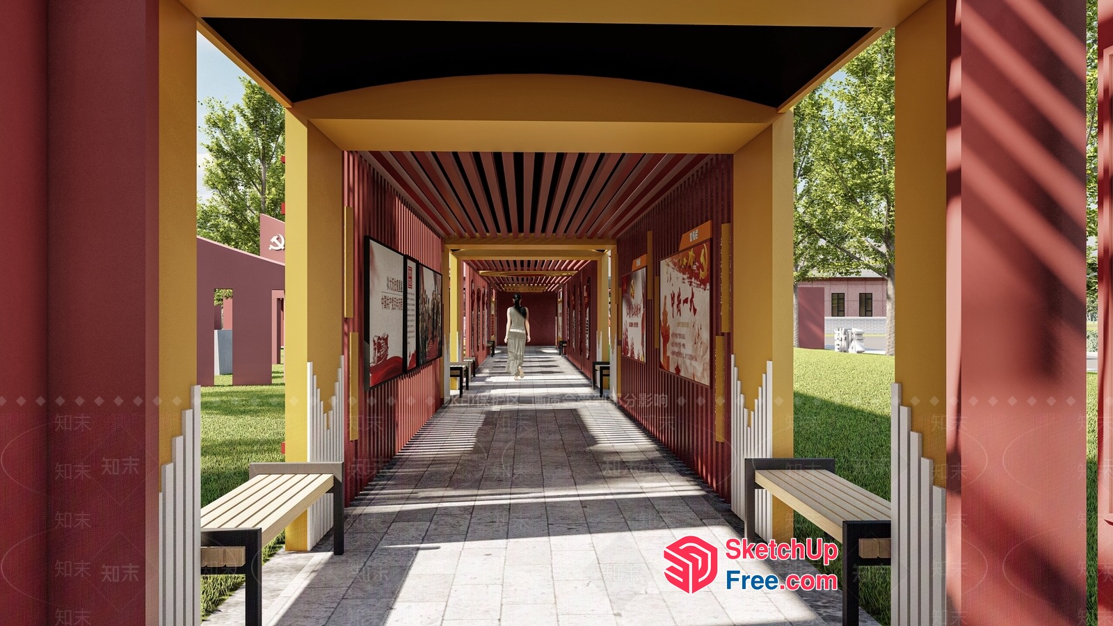 Exterior Decorative Pillar Walkway 3D SketchUp File
