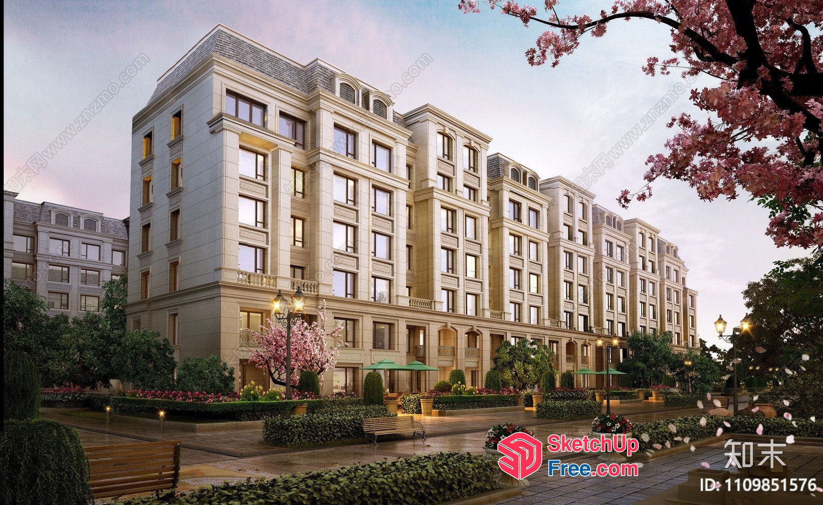 Elegant European Style Apartment Building 3D SketchUp File