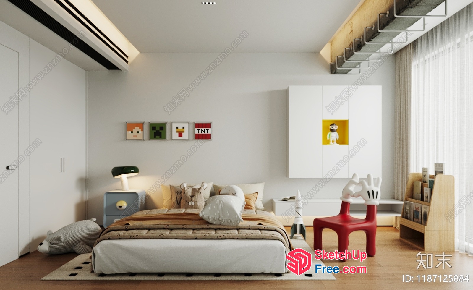 Modern Minimalist Children'S Bedroom Interior Design 3D SketchUp File