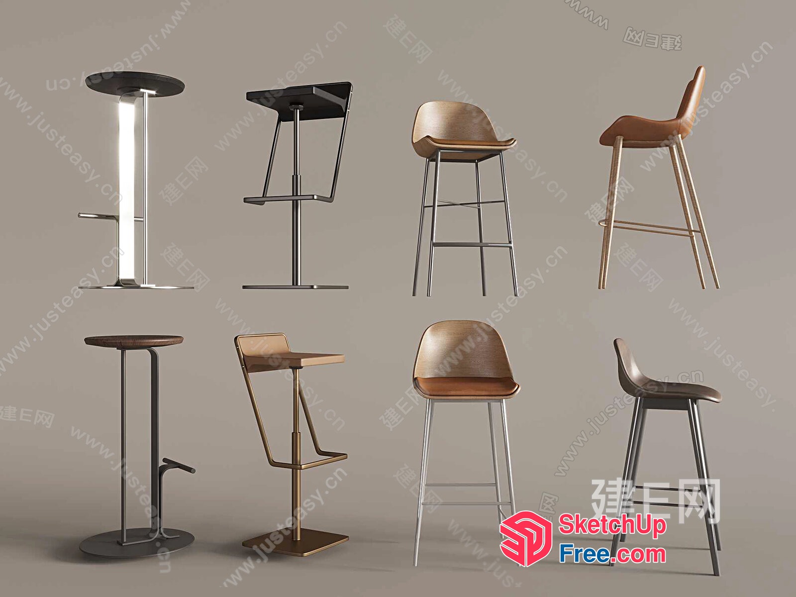 Modern Bar Stools And Chairs 3D SketchUp File