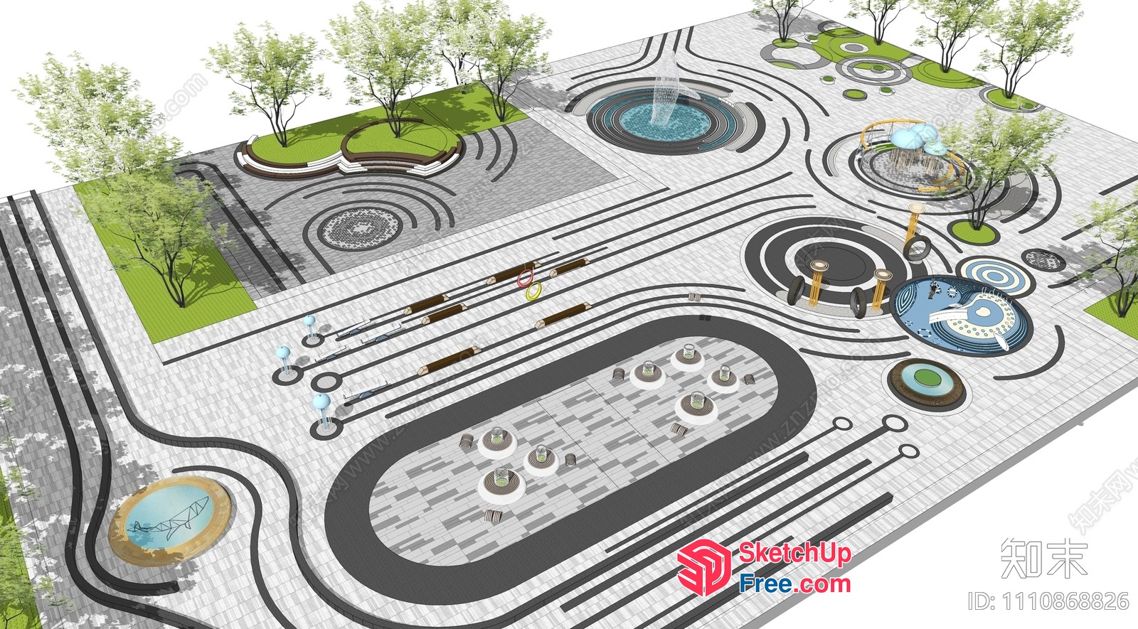 Modern And Elegant Outdoor Public Space 3D SketchUp File